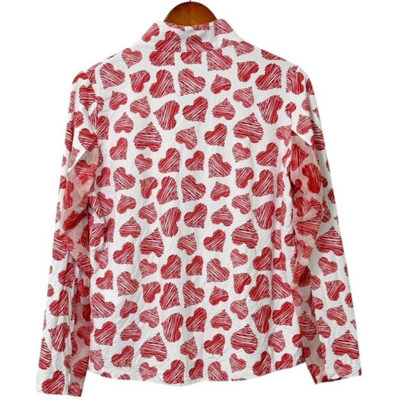IBKUL Women's Millie Long Sleeve Top 1/4 Zip Mock Neck Hearts UPF 50+ EUC Size L - Picture 5 of 8